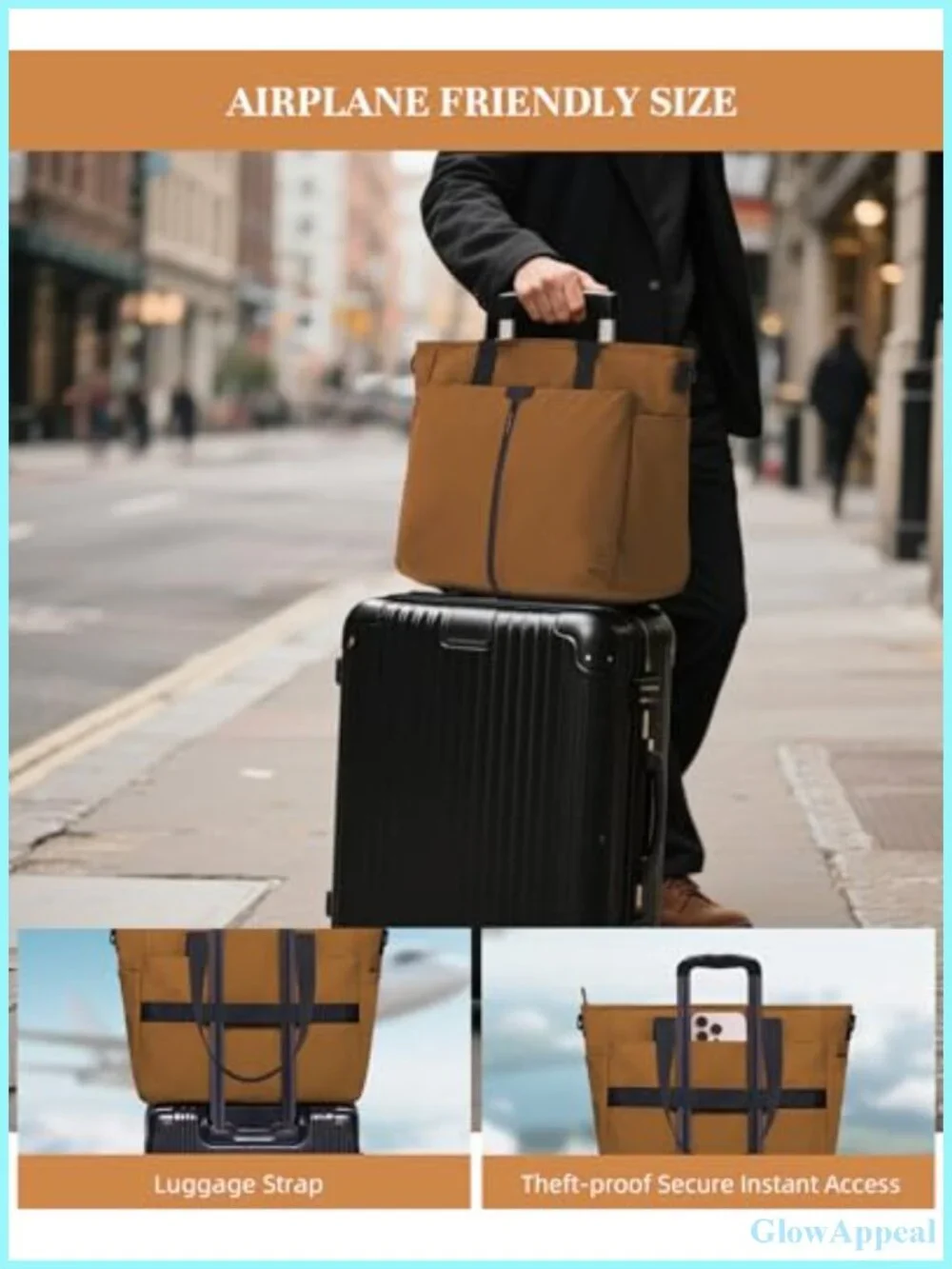 Water Resistant Laptop Tote Bag with Padded Compartment for Work Travel